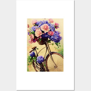 Watercolor vintage bike Posters and Art